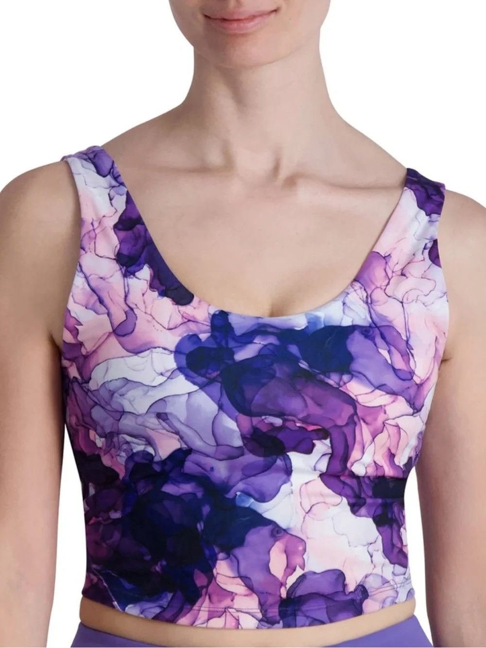 NWT Gaiam Flow Longline Sports Bra XXL Mysterioso Purple Olivia Print Yoga XXL
